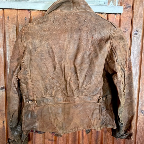 âSOLDâ Antique Biker Jacket 40s 50s Distressed - Picture 6 of 14